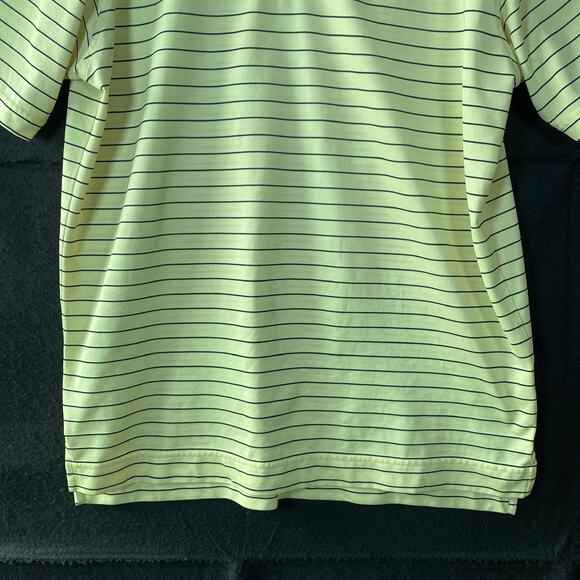 FootJoy Mens Shirt Yellow Blue Striped Golf Polo Comfort Quick Dry Stretch Large - Picture 3 of 12